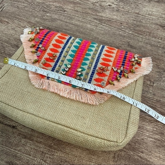 Area Stars Canvas Embroidered Beaded Clutch Bag - Picture 4 of 5